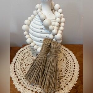 White Bead Garland - Beach, Coastal, Lake House, Farmhouse Decor, Everyday Decor